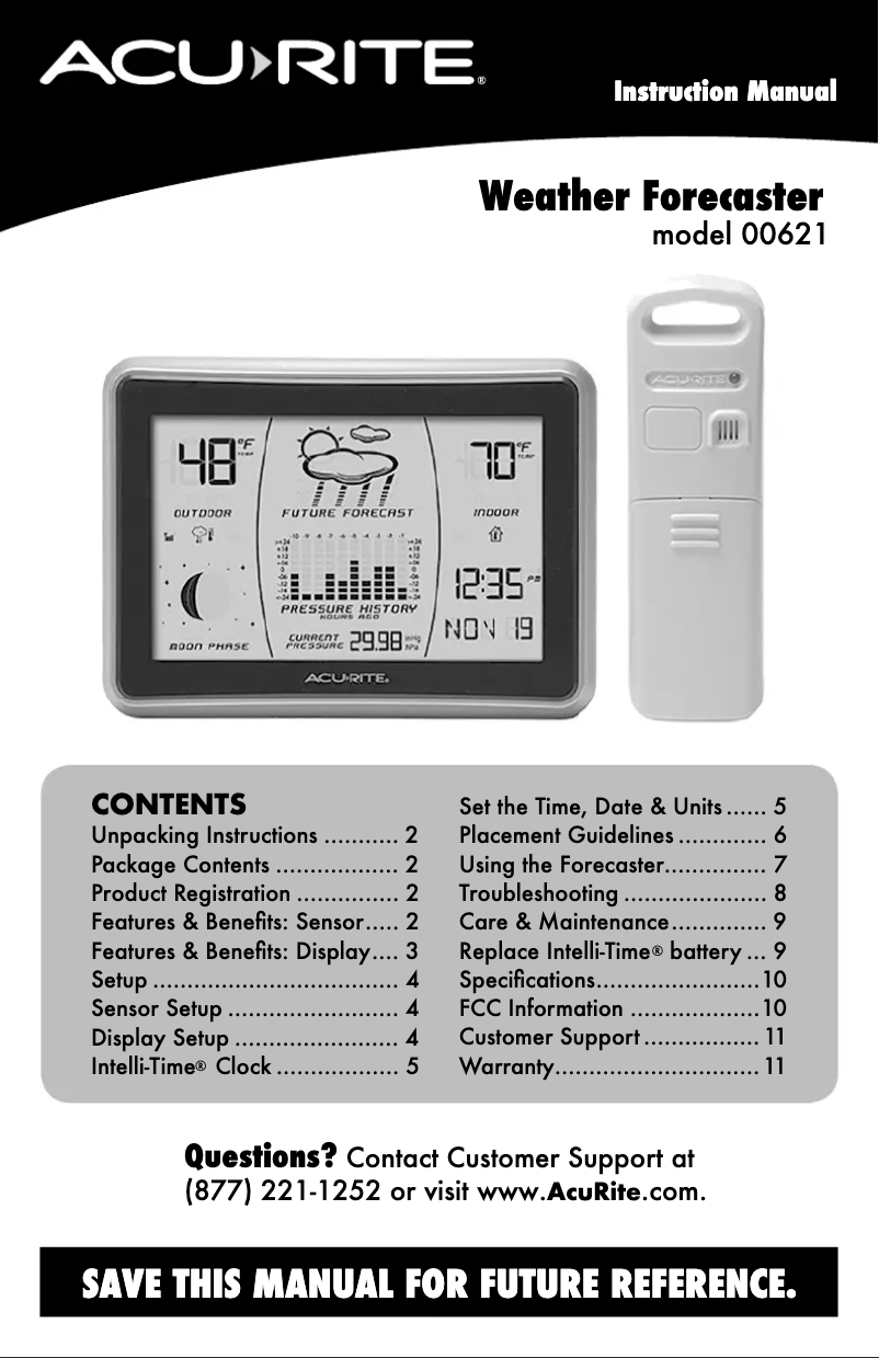 Page n°1 - Manuel utilisateur AcuRite 00621A2