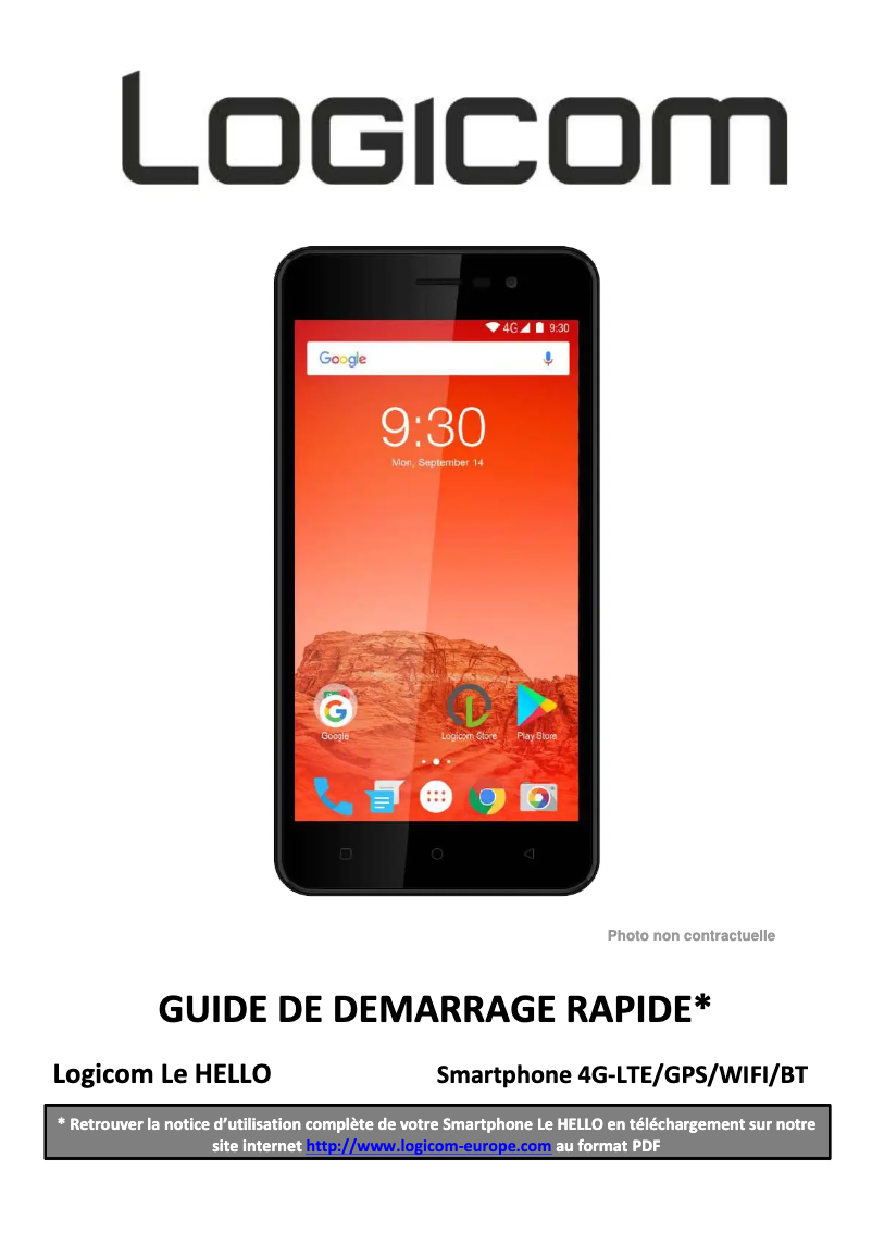 Page 1 de la notice Manuel utilisateur Logicom Le Hello