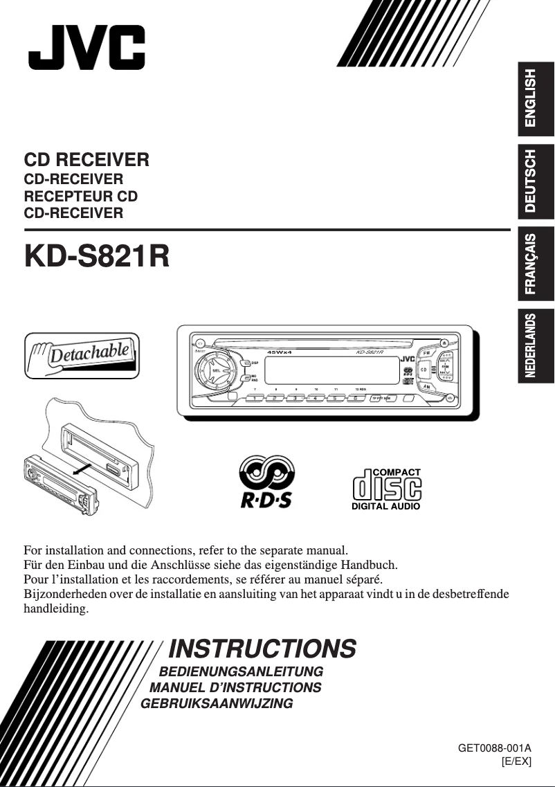 Image de la première page du manuel de l'appareil KD-S821R