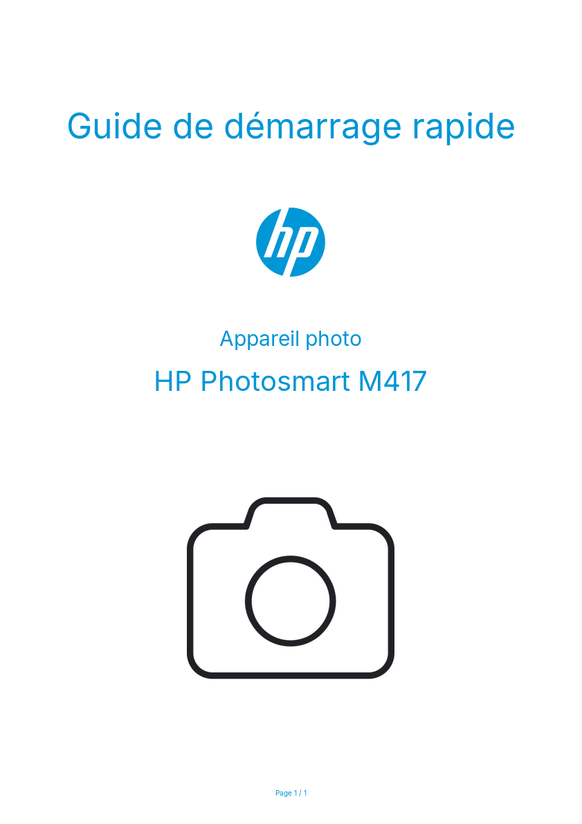 Page n°1 - Guide de démarrage rapide HP Photosmart M417