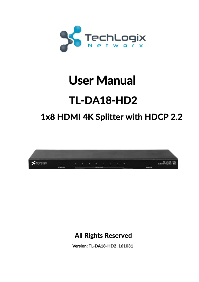 Image de la première page du manuel de l'appareil TL-DA18-HD2