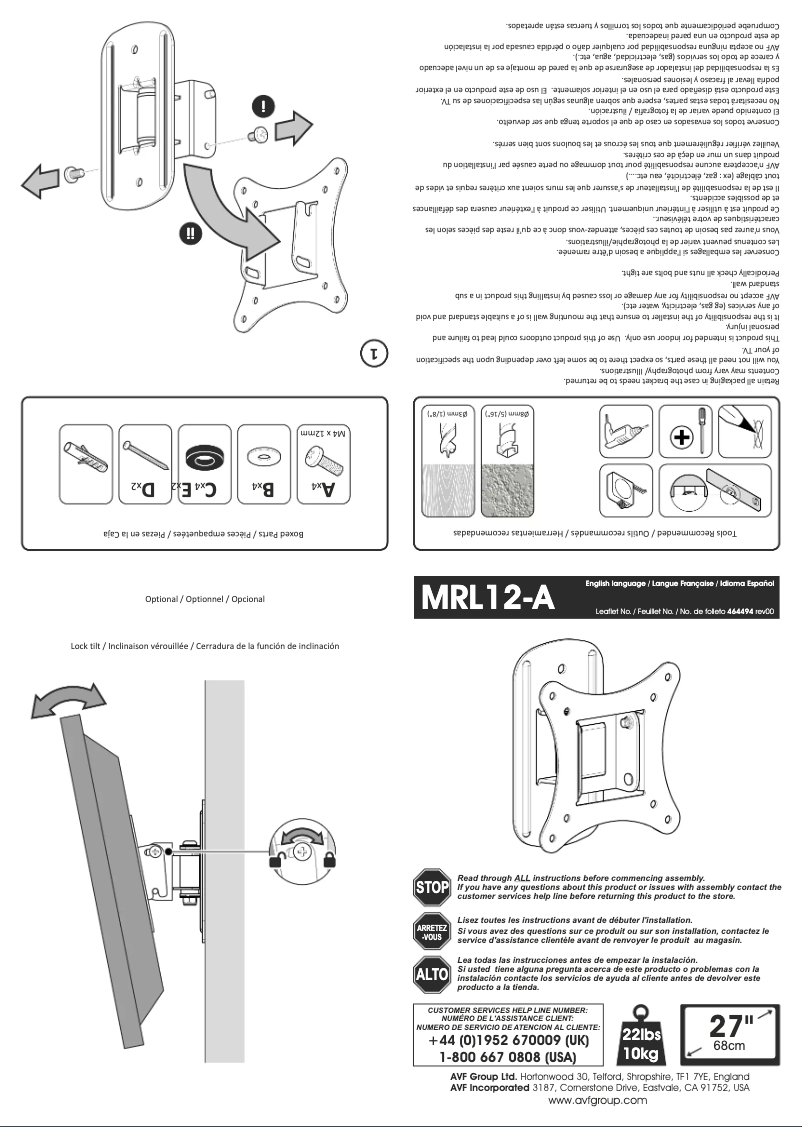 Page 1 de la notice Manuel utilisateur AVF MRL12-A