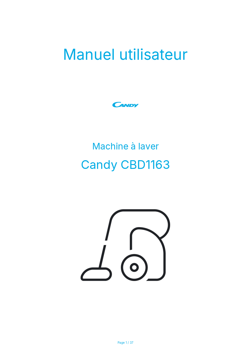 Page n°1 - Manuel utilisateur Candy CBD1163