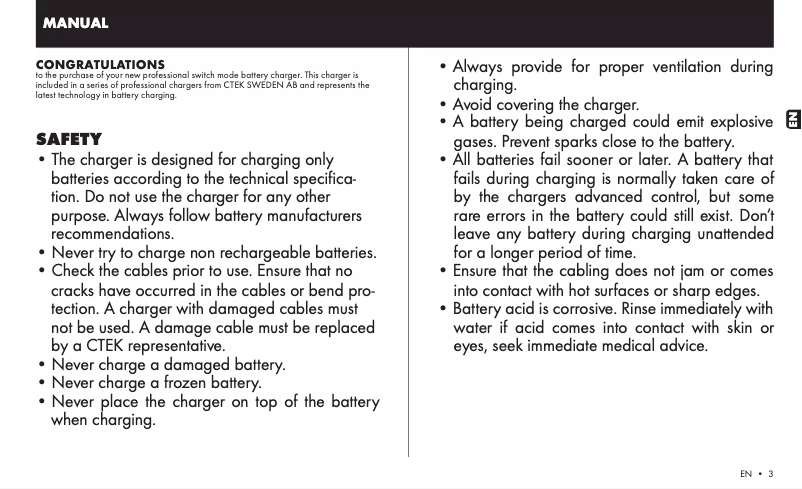 Page 1 of the manual User Manual Ctek MXS 25