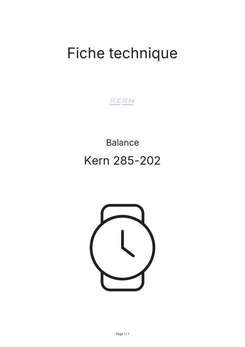Page n°1 - Fiche technique Kern 285-202