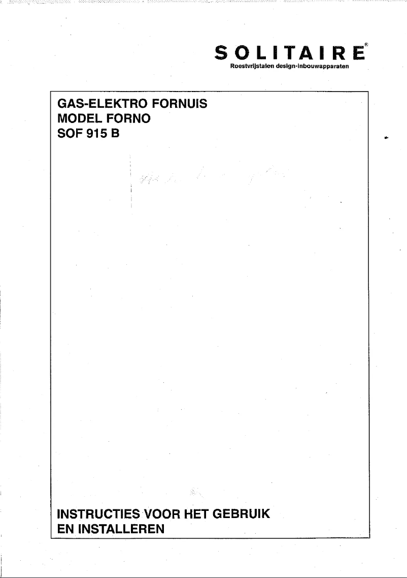 Page 1 de la notice Manuel utilisateur Solitaire SOF 915 B
