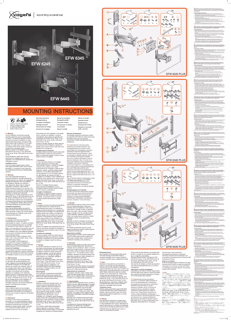 Page 1 de la notice Manuel utilisateur Vogel's EFW 6445