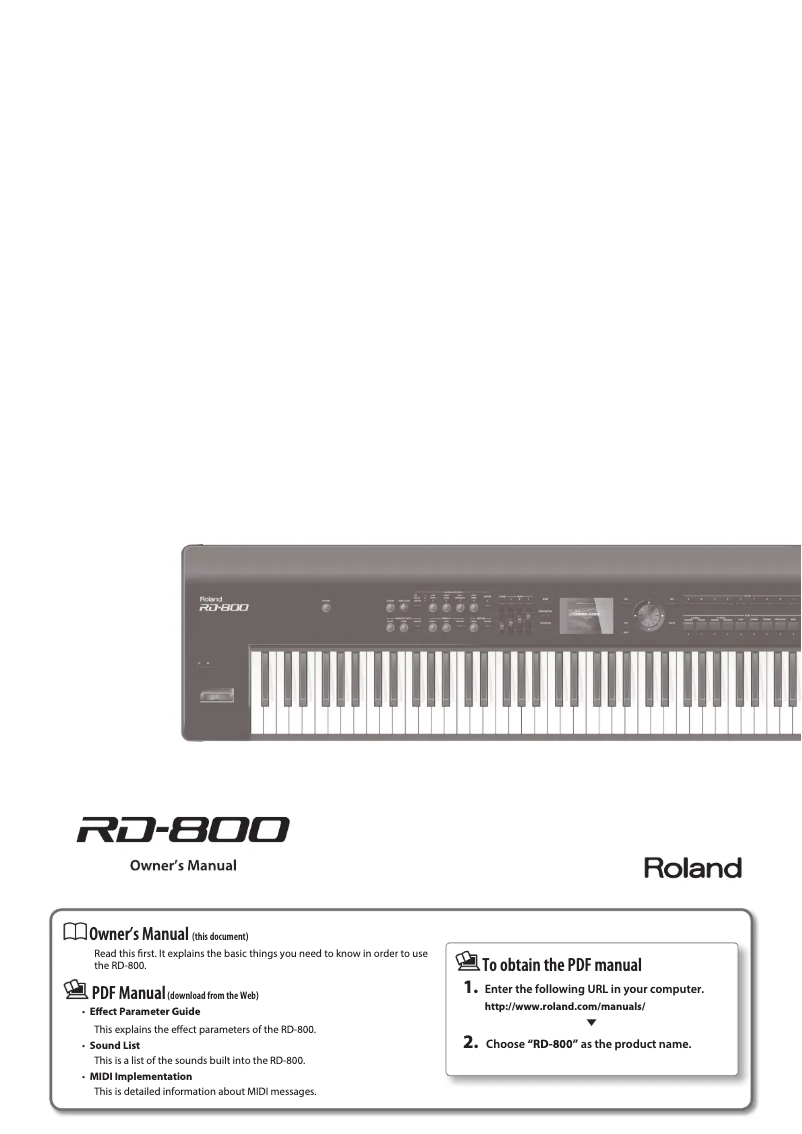 Page 1 de la notice Manuel utilisateur Roland RD-800
