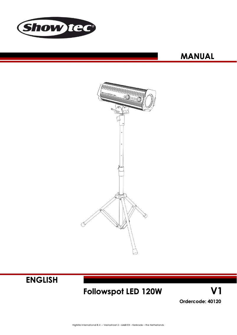 Page n°1 - Manuel utilisateur Showtec Followspot LED 120