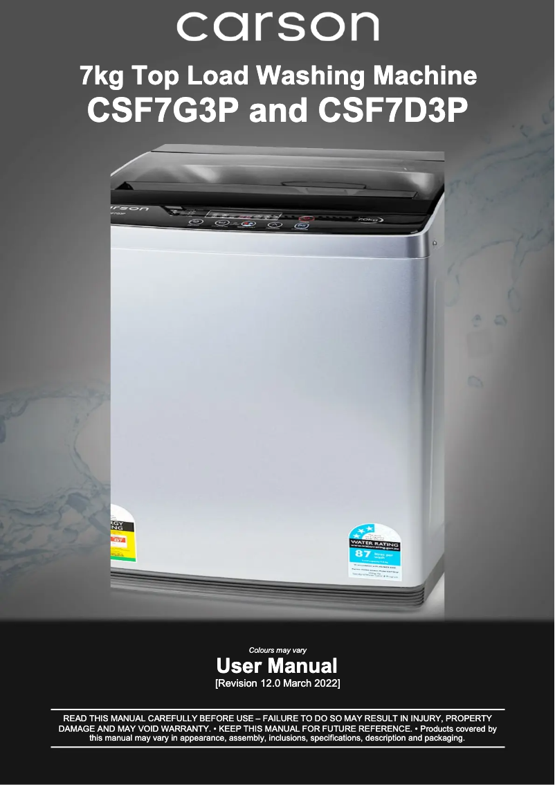 Page 1 de la notice Manuel utilisateur Carson CSF7D3P