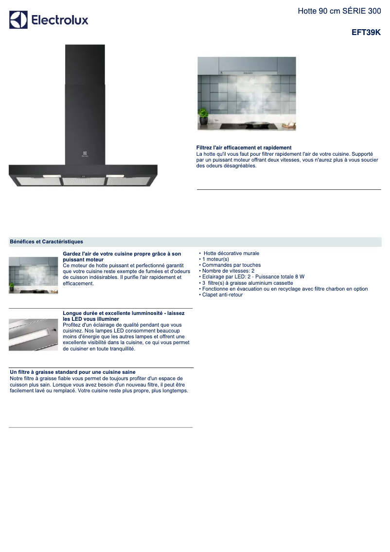 Page n°1 - Fiche technique Electrolux EFT39K