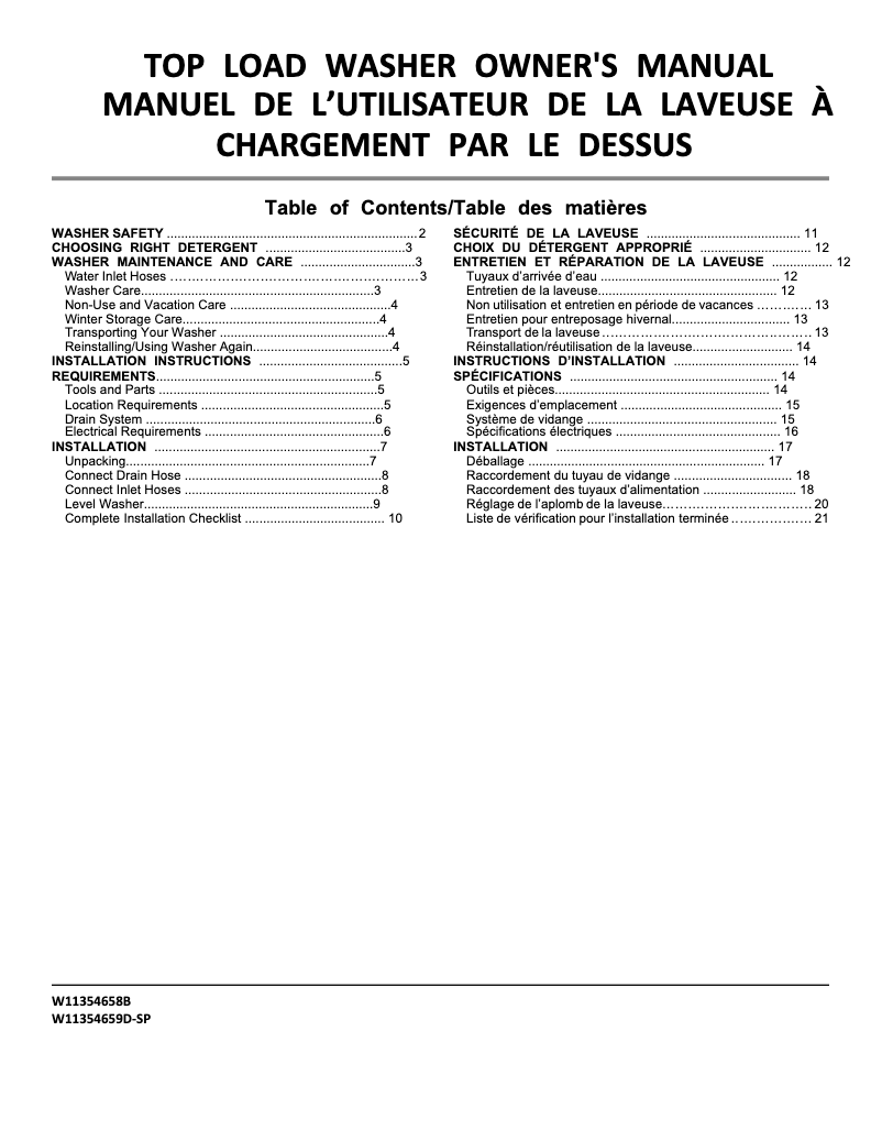 Page 1 de la notice Manuel utilisateur Maytag MVW5035MW