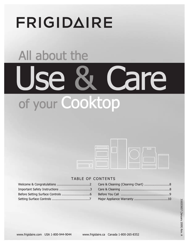 Page 1 de la notice Mode d'emploi Frigidaire FGGC3045KW