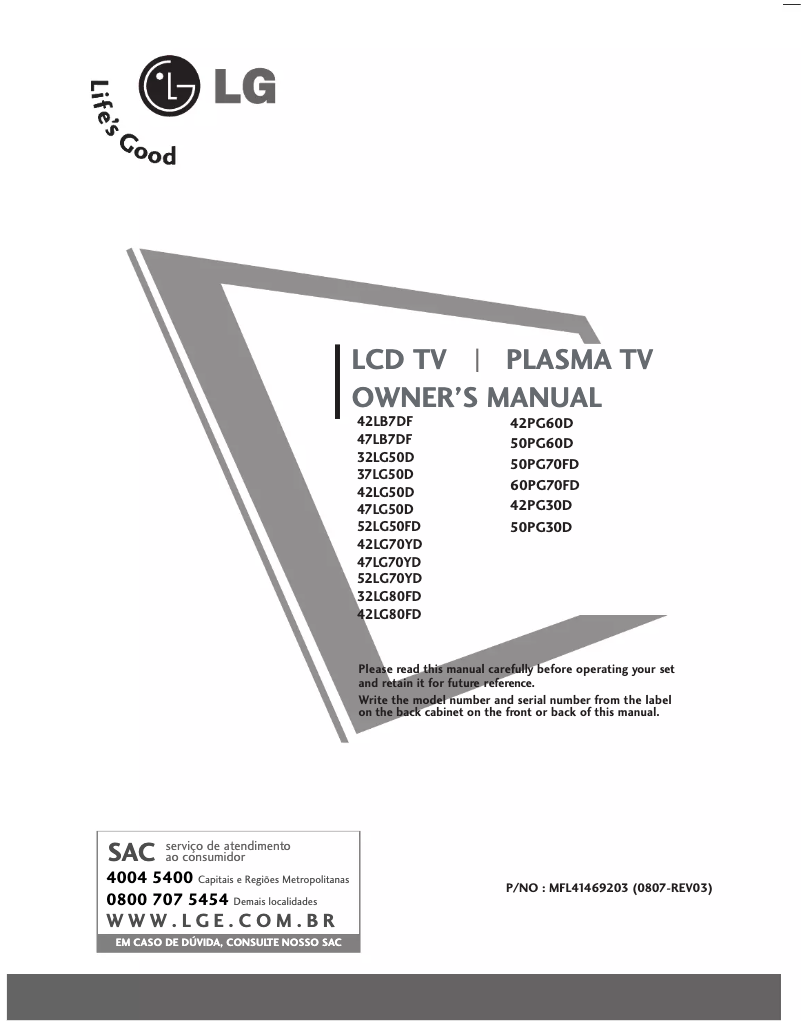 Page 1 de la notice Manuel utilisateur LG 4750D