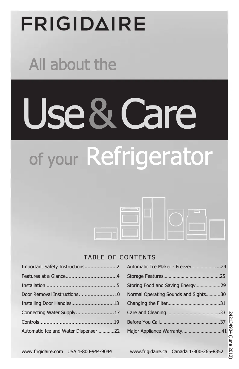 Page n°1 - Manuel utilisateur Frigidaire FGHB2735NE