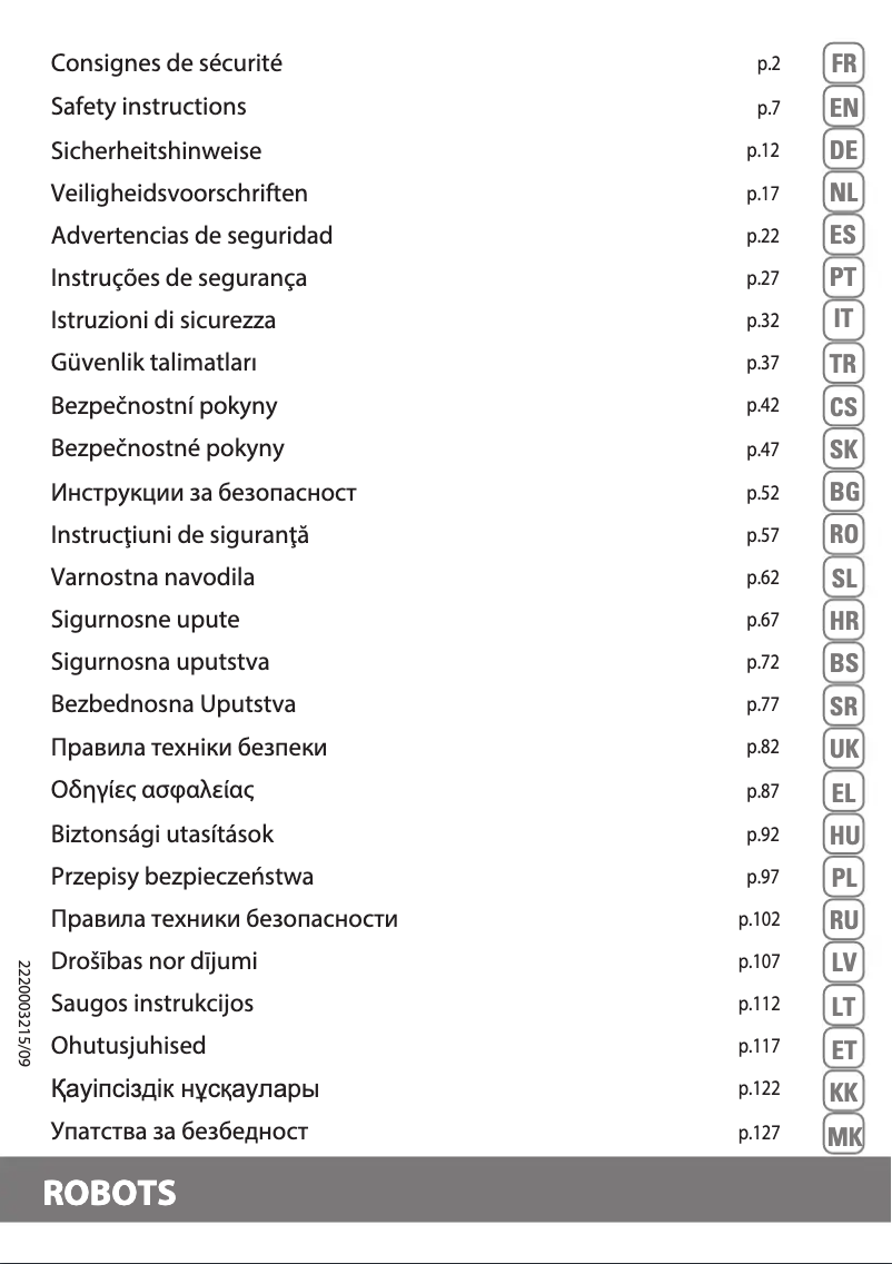 Page 1 de la notice Instructions de sécurité Rowenta X-Plorer Serie 130 Ai RR9075