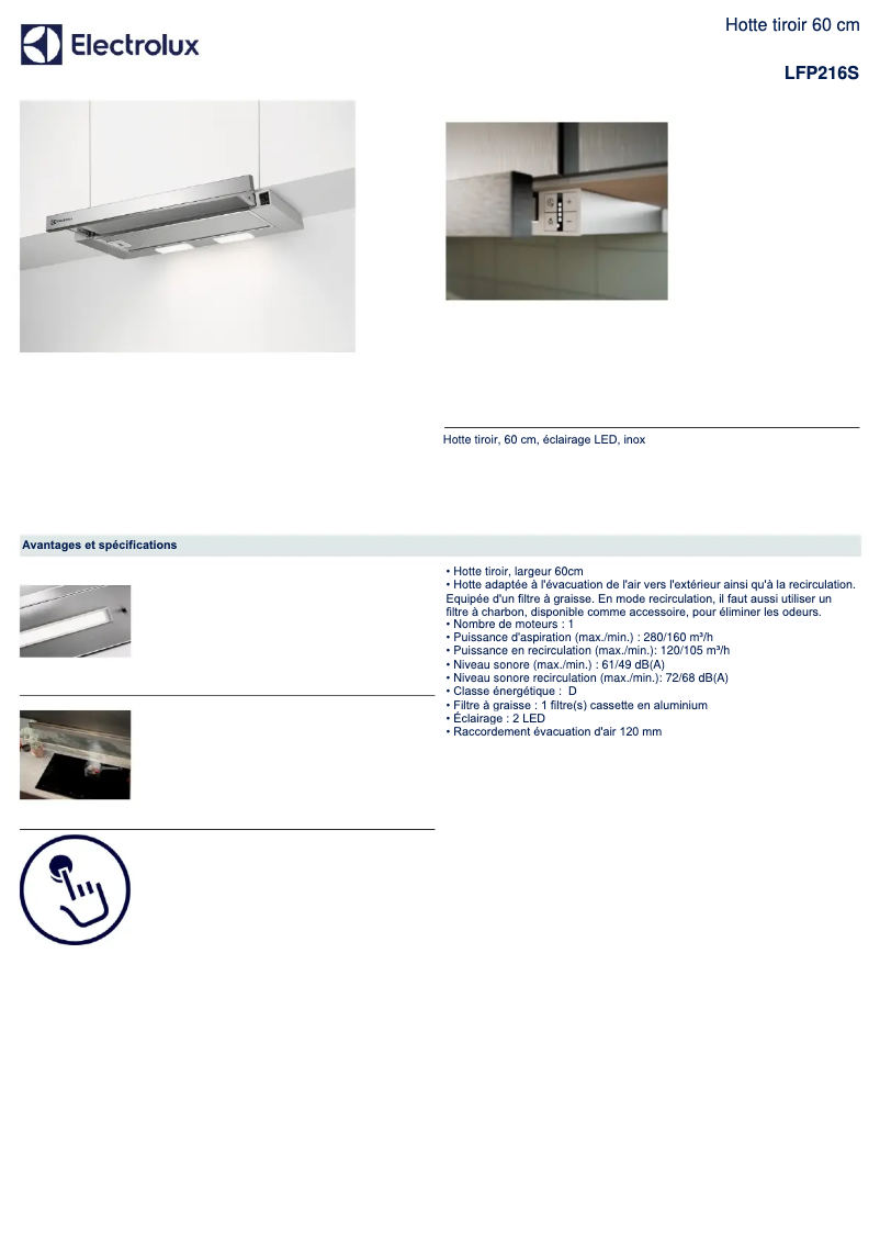 Page n°1 - Fiche technique Electrolux LFP216S