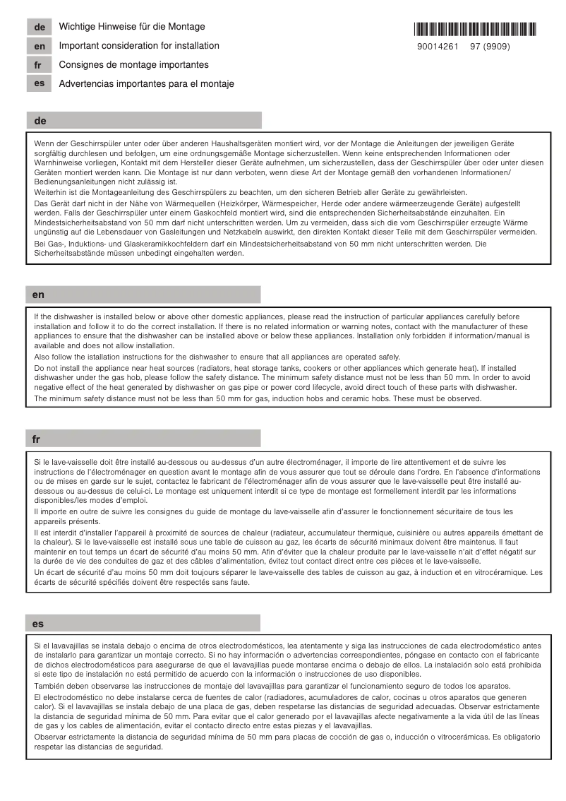 Page 1 de la notice Guide d'installation Bosch SKE52M75EU