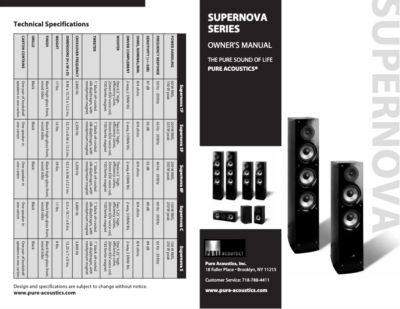 Page 1 de la notice Manuel utilisateur Pure Acoustics Super Nova 5
