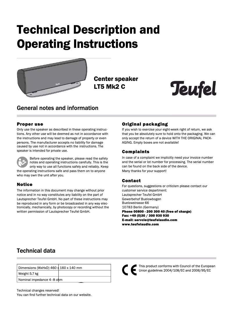 Image de la première page du manuel de l'appareil LT5 Mk2 C