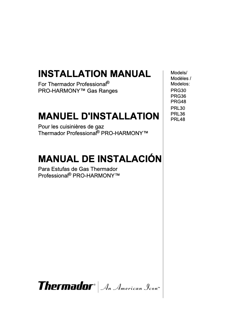 Page n°1 - Manuel utilisateur Thermador PRG486GDH