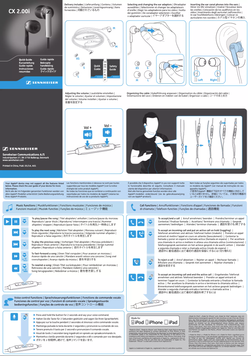 Página 1 del manual Manual de usuario Sennheiser CX 2.00i