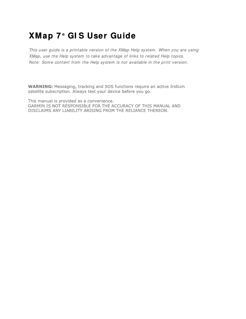 Page n°1 - Manuel utilisateur Garmin XMap 7