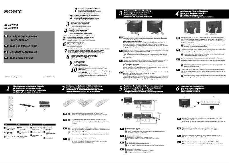 Page 1 de la notice Guide d'installation Sony KLV-27HR3