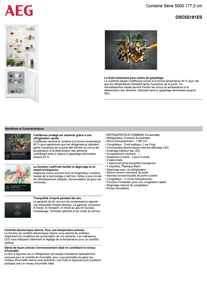 Page n°1 - Fiche technique AEG OSC5S181ES