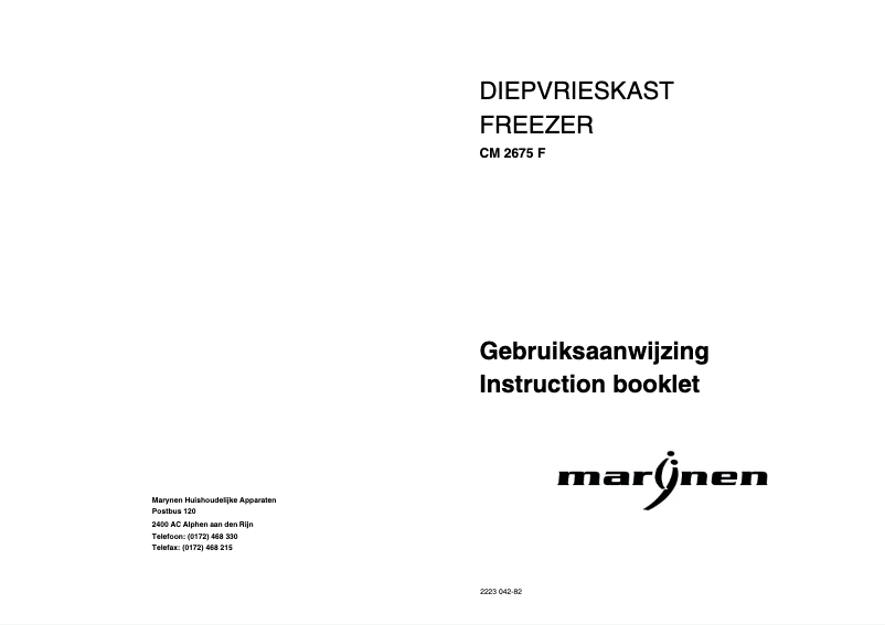 Page 1 de la notice Manuel utilisateur Marynen CM 2675 F
