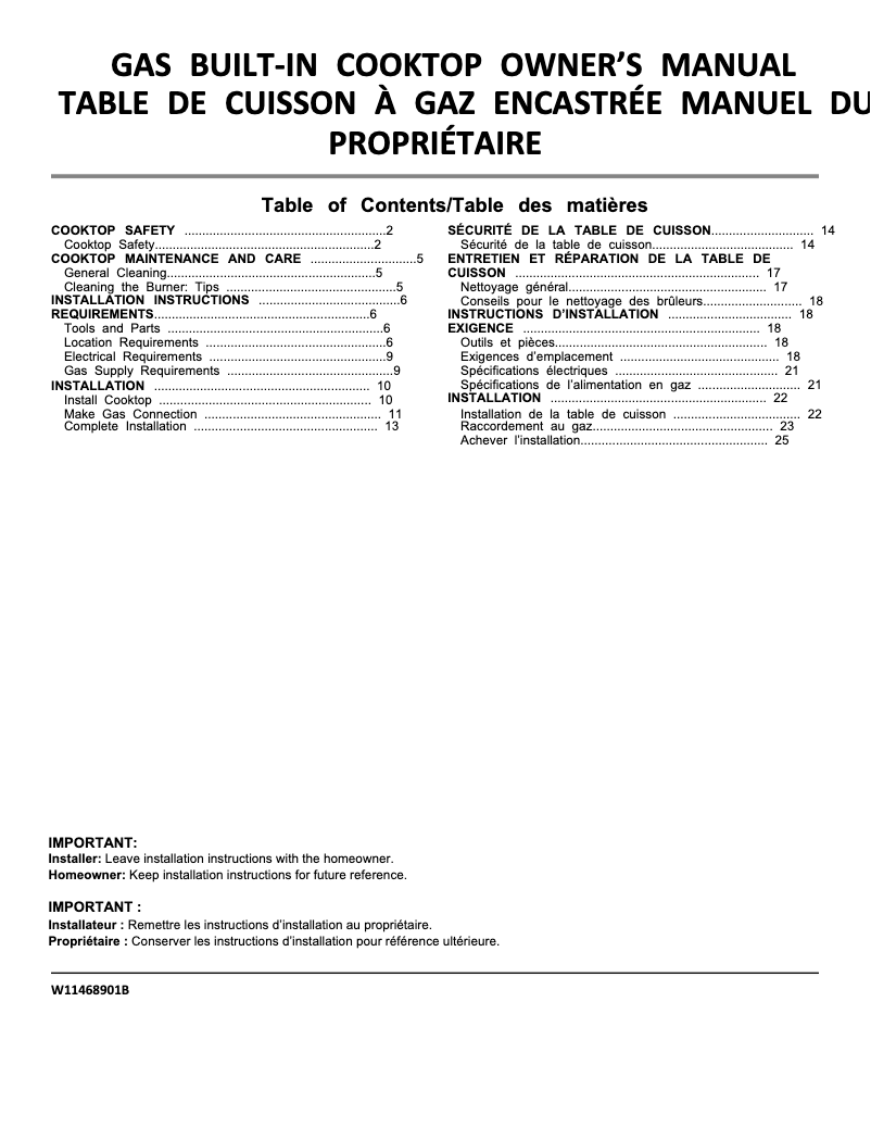 Page 1 de la notice Manuel utilisateur Whirlpool WCG97US0HS