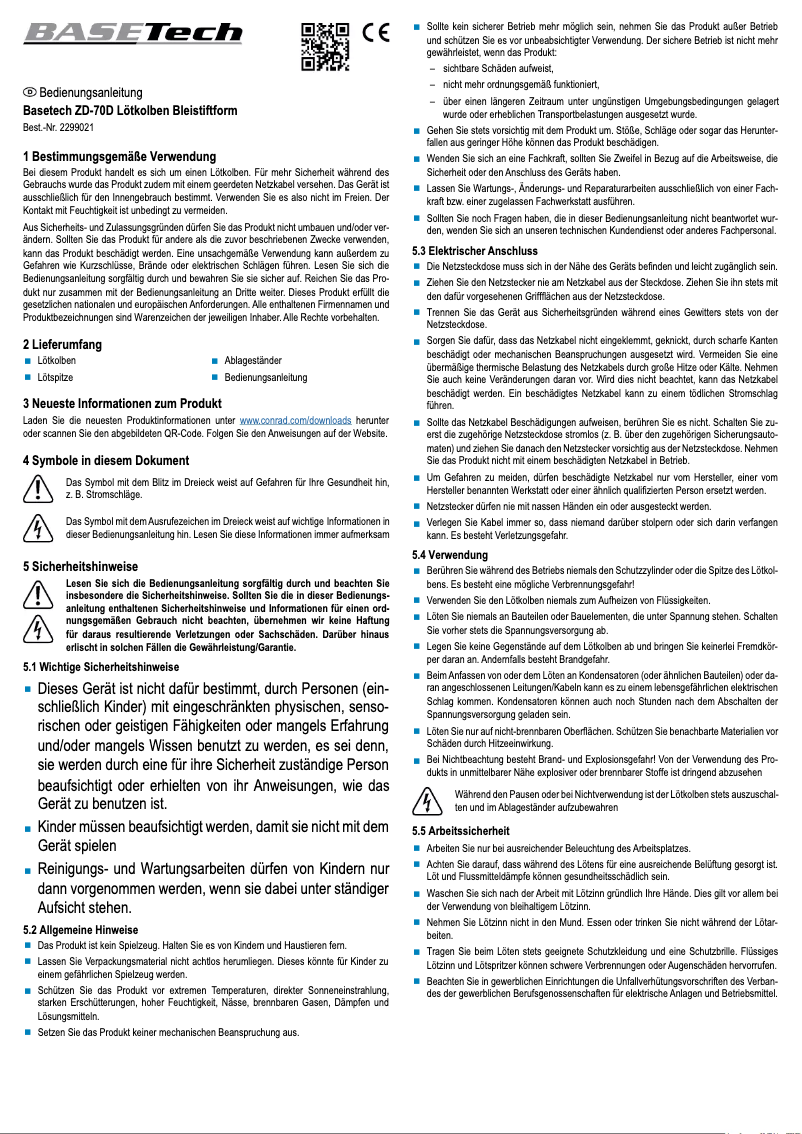 Image de la première page du manuel de l'appareil ZD-70D