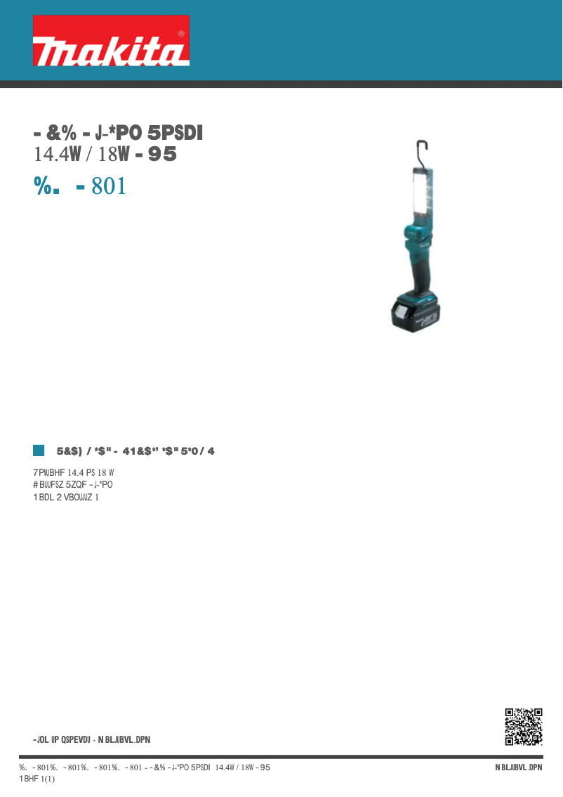 Page 1 de la notice Fiche technique Makita DML801