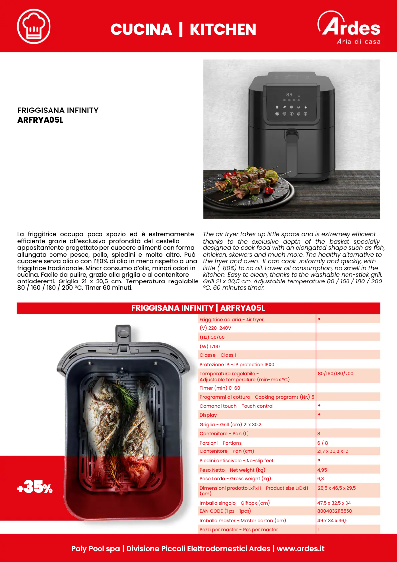 Page n°1 - Fiche technique Ardes ARFRYA05L