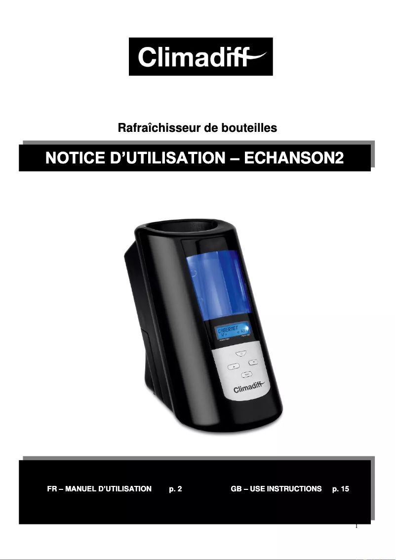 Page 1 de la notice Manuel utilisateur Climadiff ECHANSON2
