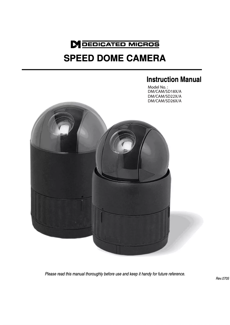 Page n°1 - Manuel utilisateur Dedicated Micros DM/CAM/SD26X/A