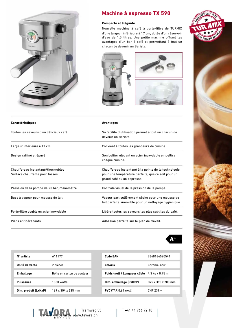 Page 1 de la notice Fiche technique Turmix TX 590