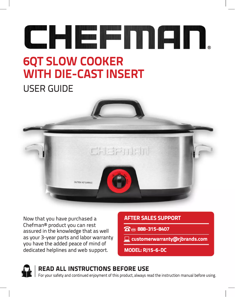 Page 1 de la notice Manuel utilisateur Chefman RJ15-6-DC