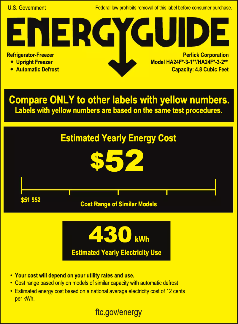 Página 1 del manual Etiqueta energética Perlick HA24FB-3