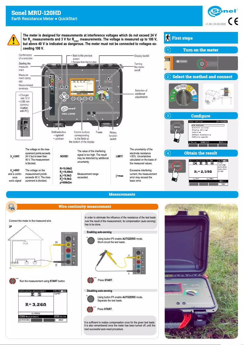 Image de la première page du manuel de l'appareil MRU-120HD