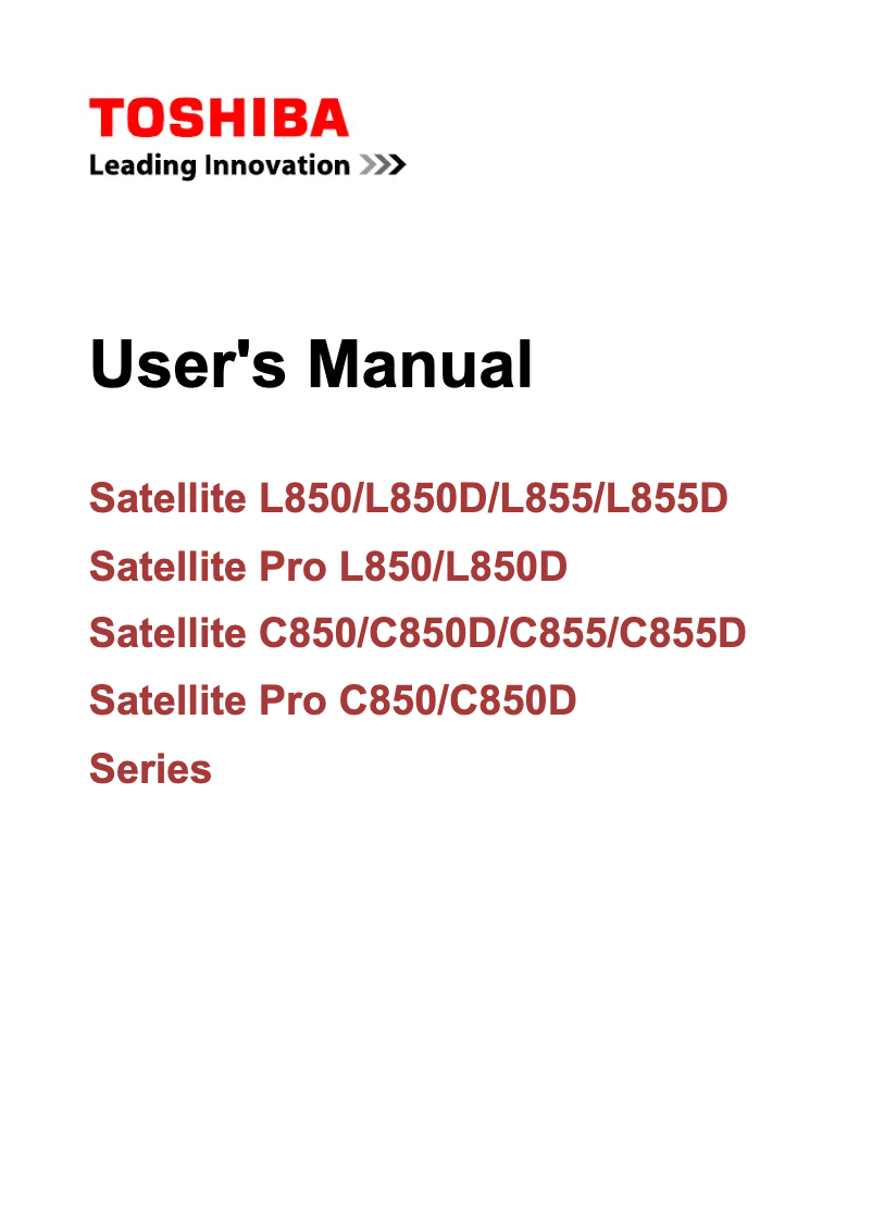 Image de la première page du manuel de l'appareil Satellite Pro C850D
