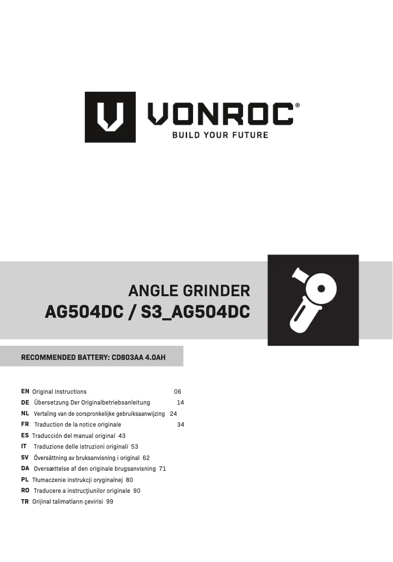 Page n°1 - Manuel utilisateur Vonroc AG504DC