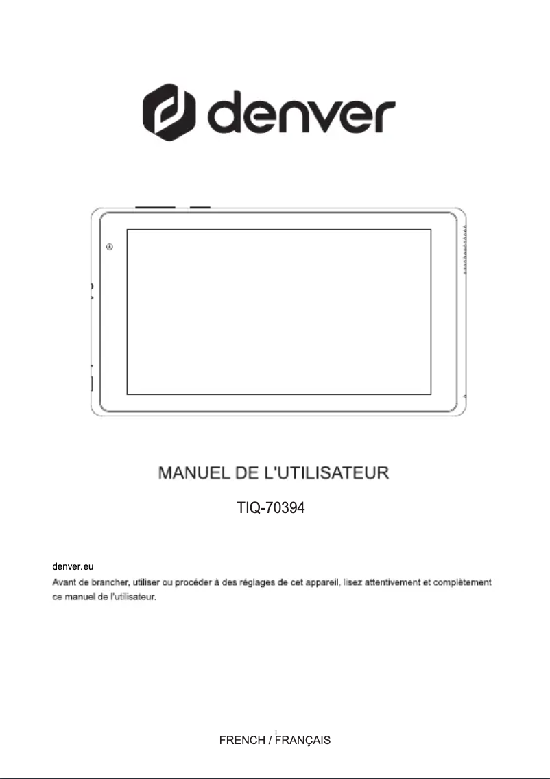 Page 1 de la notice Manuel utilisateur Denver TIQ-70394