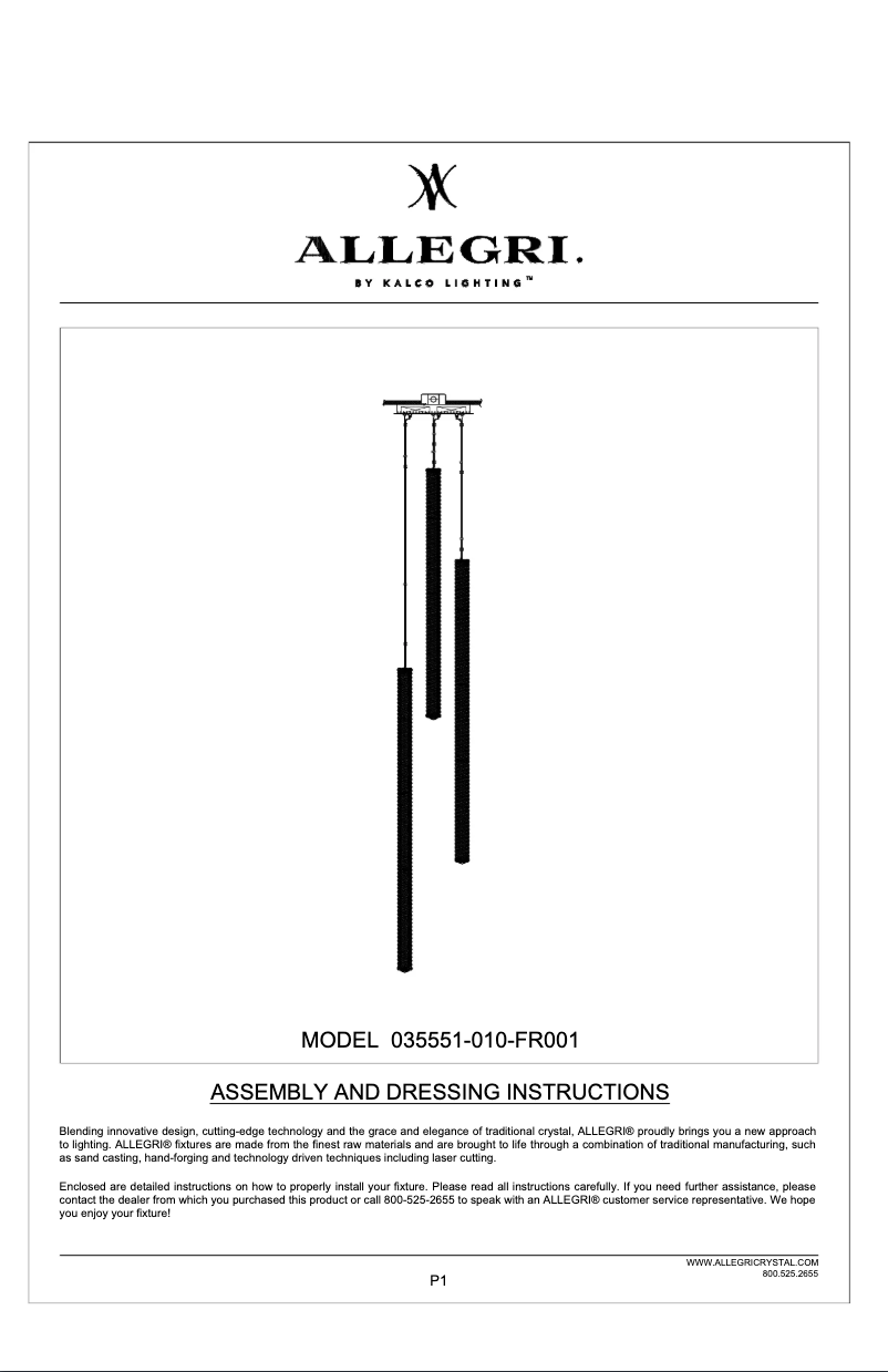 Page n°1 - Manuel utilisateur Allegri Lina 035551-010-FR001