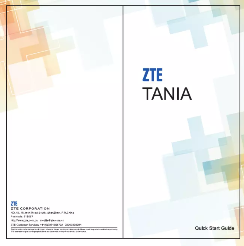 Page n°1 - Manuel utilisateur ZTE Tania