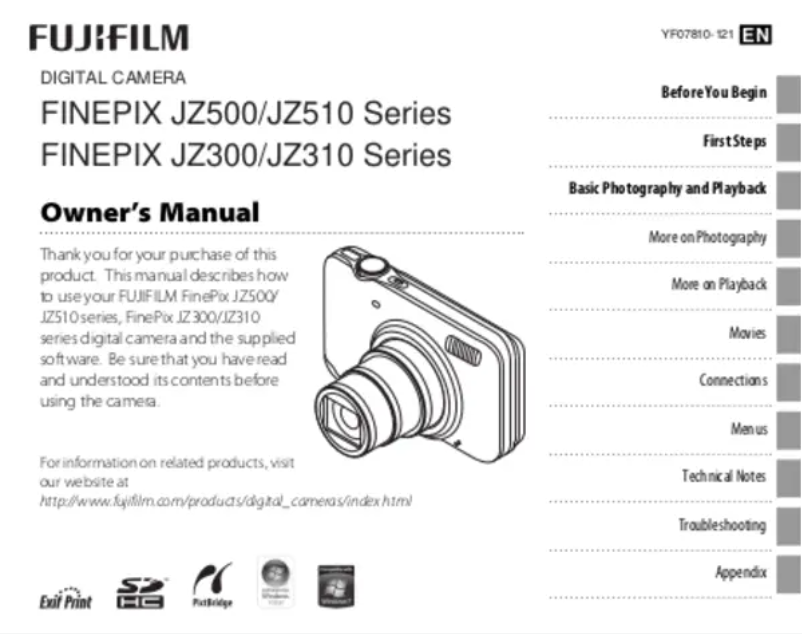 Page n°1 - Manuel utilisateur Fujifilm FinePix JZ300