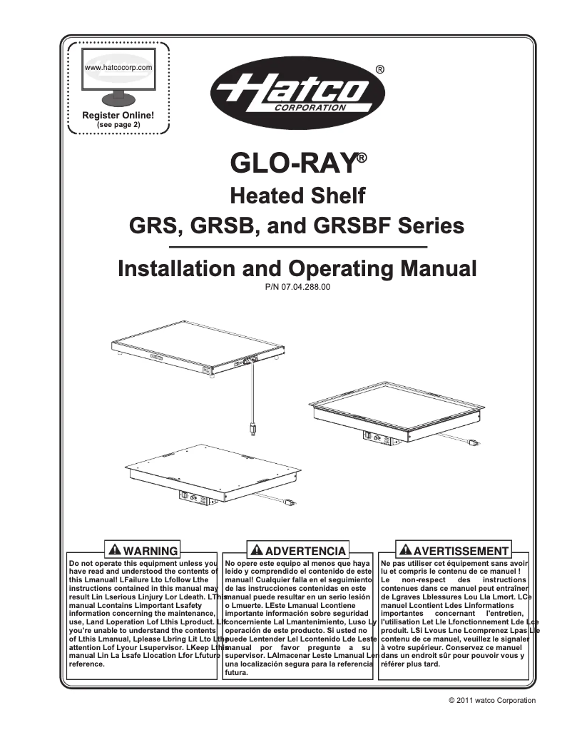 Page n°1 - Manuel utilisateur Hatco Glo-Ray GRS-48-I