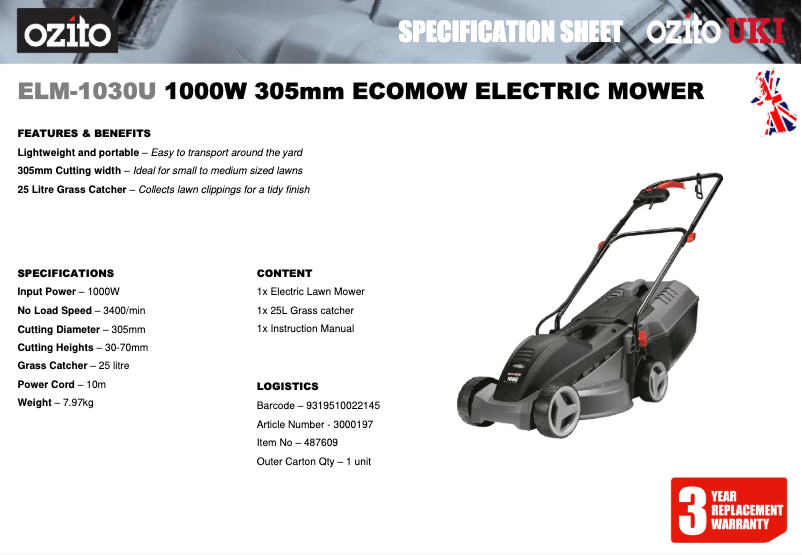 Image de la première page du manuel de l'appareil ELM-1030U