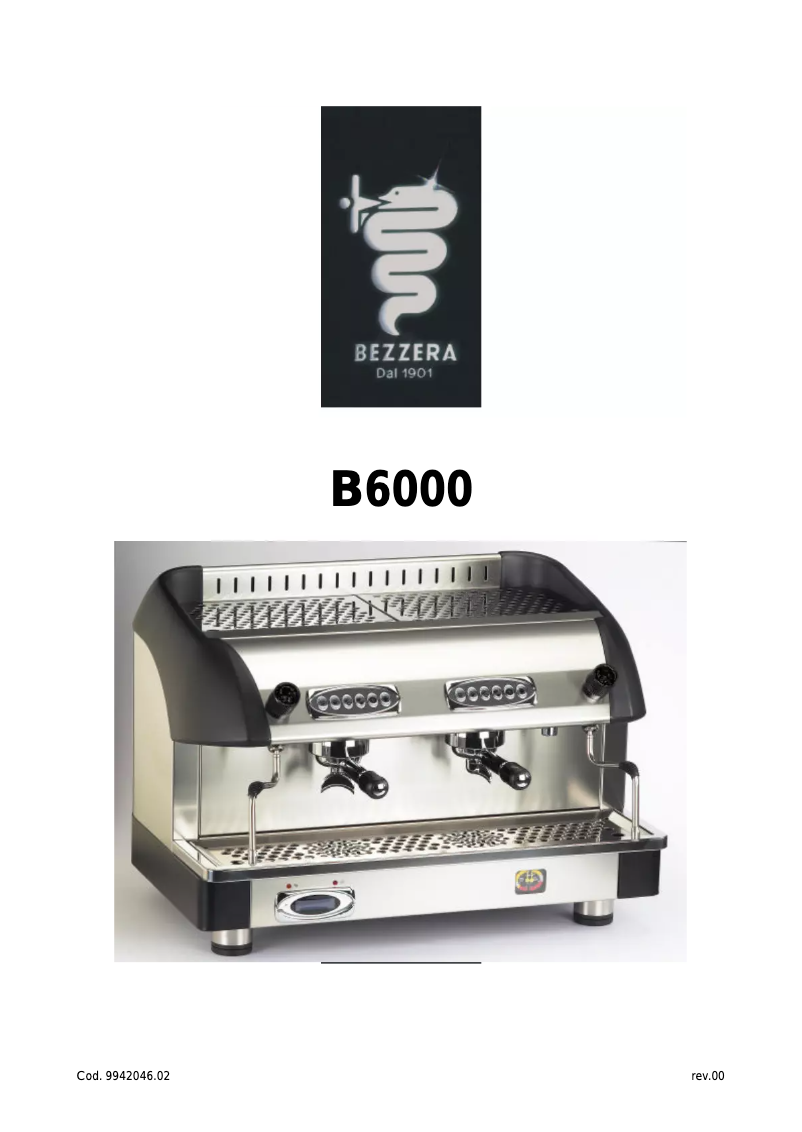 Page 1 de la notice Manuel utilisateur Bezzera B6000