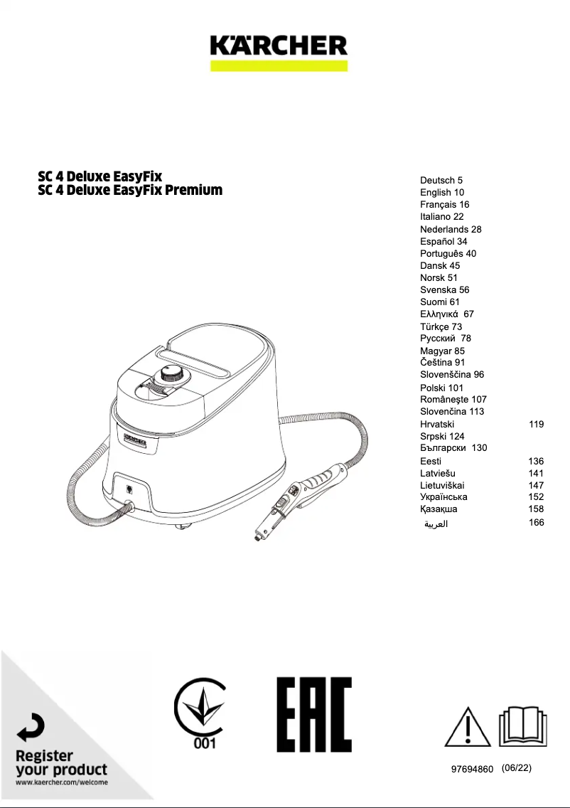 Page 1 de la notice Manuel utilisateur Kärcher SC 4 Deluxe EasyFix